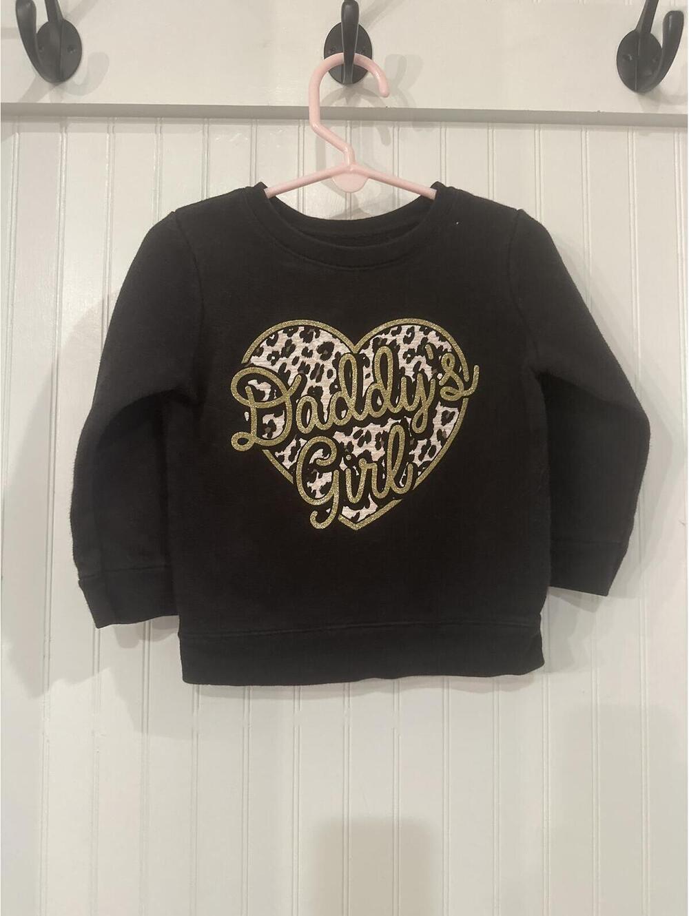 Toddler Girls 2T “Daddy’s Girl” Heart Leopard Print Sweatshirt